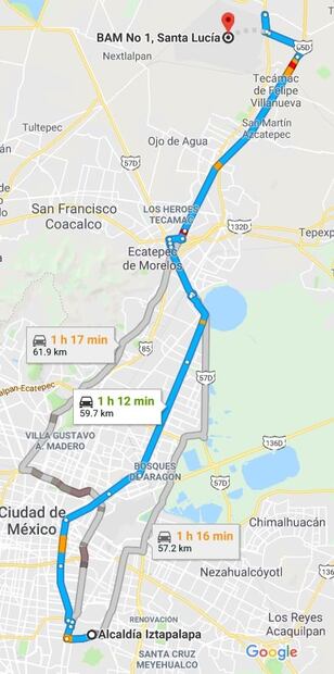¿Cuánto tiempo tardas en llegar a Santa Lucía desde...?