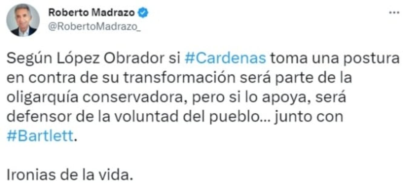 Roberto Madrazo señala “ironías de la vida” por ruptura entre AMLO y Cuauhtémoc Cárdenas