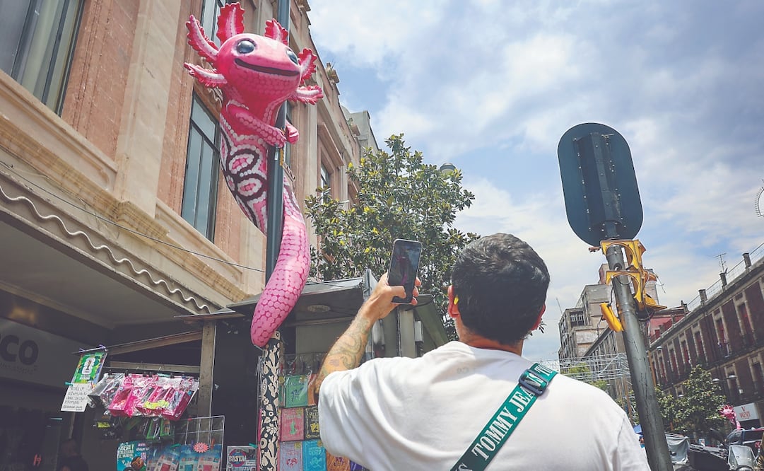 Quetzal y Ajolote en postes del Centro de la Ciudad de México. Foto: Luis Camacho/ EL UNIVERSAL