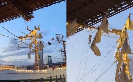 VIDEO: Así fue como cadetes mexicanos se aferraron al Buque Cuauhtémoc tras choque en Brooklyn; deja dos muertos