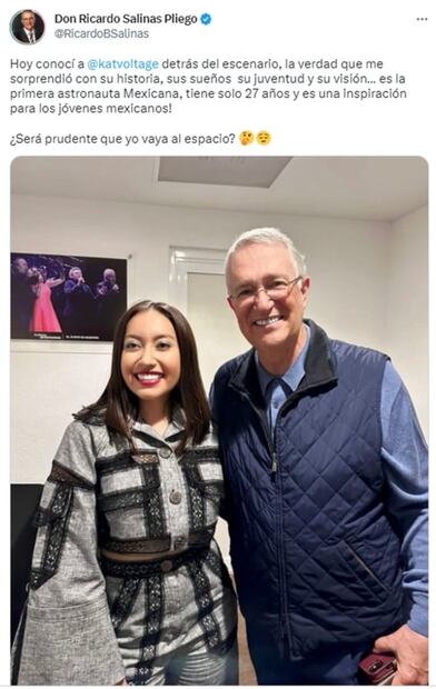 Salinas Pliego conoce a Katya Echazarreta: "¿Será prudente que yo vaya al espacio?"