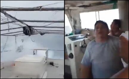VIDEO: Pescadores se enfrentan a mar embravecido por huracán Milton