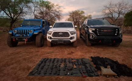 Aseguran tres vehículos con armas y equipo táctico en Navojoa, Sonora; dos tenían reporte de robo