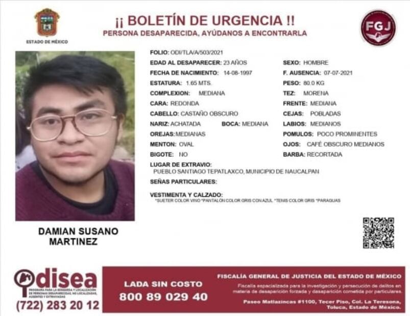 Exigen avance en búsqueda de estudiante desaparecido en Naucalpan