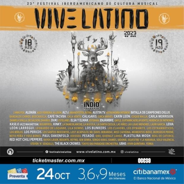 Red Hot Chilli Peppers, Los Bunkers y Carín Léon encabezan el cartel del Vive Latino 2023