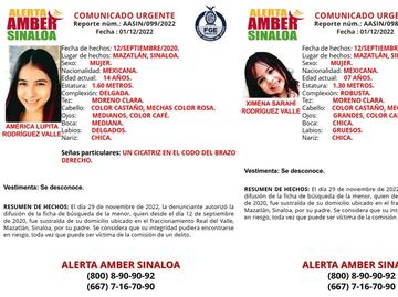 Emiten Alerta Amber por América Lupita y Ximena Sarahí, hermanitas sustraídas por su papá en Sinaloa