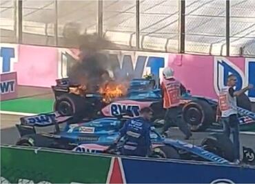 VIDEO: Monoplaza de Esteban Ocon termina en llamas tras la carrera de Sprint en el GP de Brasil