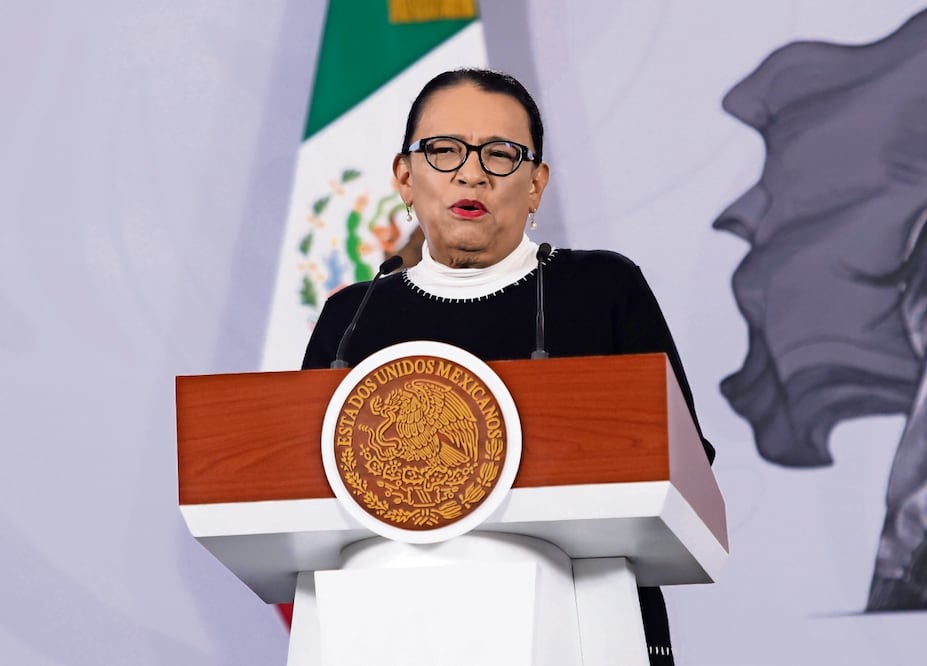 Al encabezar la conferencia mañanera en representación de la presidenta Claudia Sheinbaum, Rosa Icela Rodríguez dijo que “en breve” se podría publicar la Ley de Aguas en el Diario Oficial de la Federación. Foto: CARLOS MEJÍA. EL UNIVERSAL