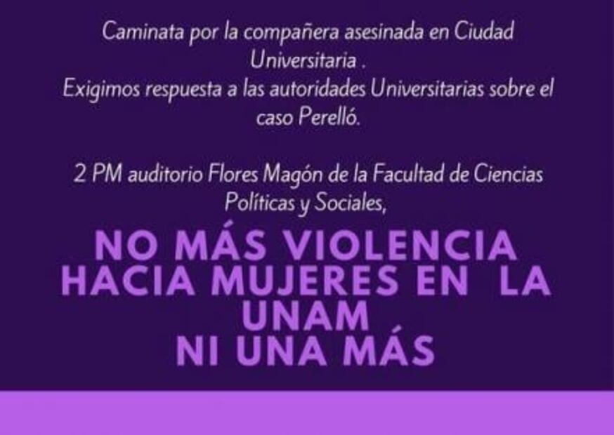 Convocan a protesta por feminicidio en CU