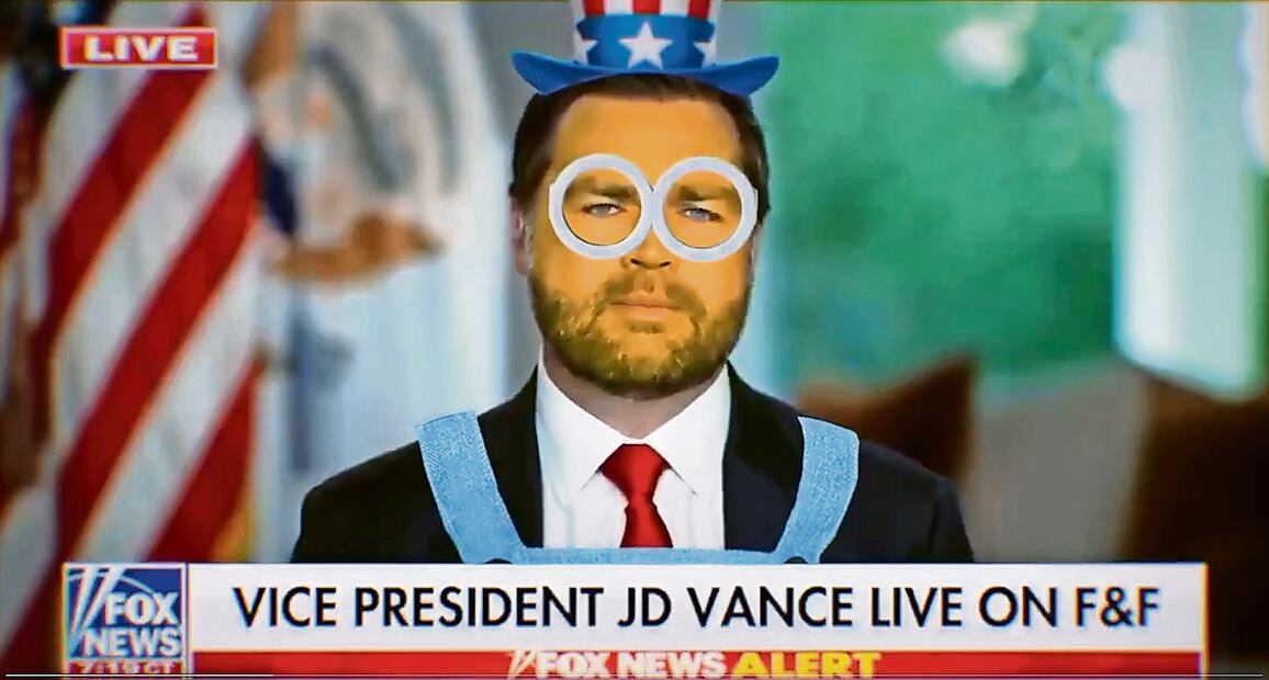 Tras el cierre de gobierno, Newsom ha publicado videos creados con inteligencia artificial en la que ha caracterizado a Vance como un minion. Foto: Captura de pantalla