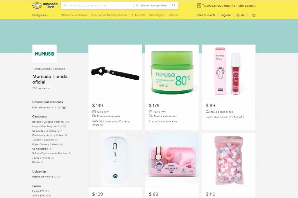 Mumuso abrió su primera tienda física en México en febrero pasado. Ofrece productos de belleza y cuidado facial, entre otros. (CAPTURA DE PANTALLA)