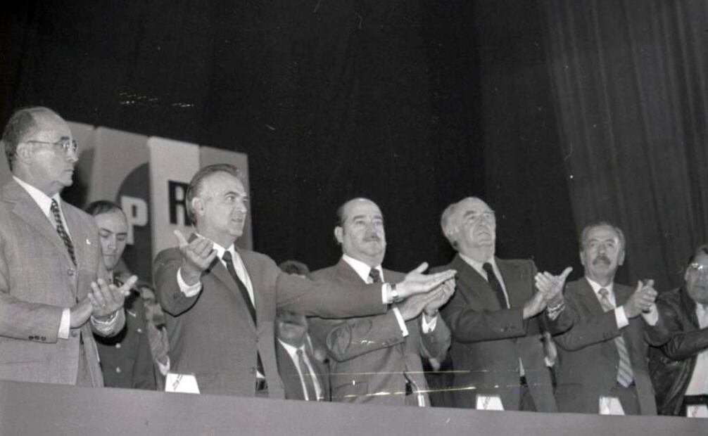 XIII Asamblea Nacional del PRI, con presencia de Miguel de la Madrid y los expresidentes Luis Echeverría y José López Portillo. Foto: Hemeroteca/ EL UNIVERSAL