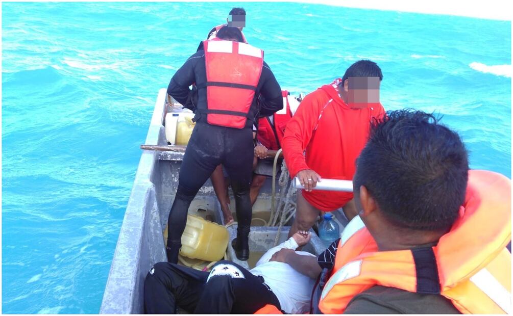 Los pescadores fueron llevados por la Marina a la base naval, donde fueron atendidos por médicos (23/01/2025). Foto: Especial