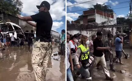 Yulay documenta zona de desastre en Poza Rica tras desbordamiento del Río Cazones