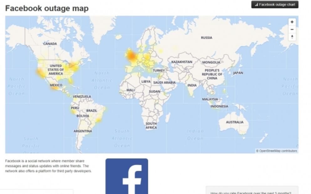 Reportan caída de Facebook