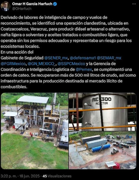 Publicación de Omar García Harfuch. Foto: Captura de pantalla