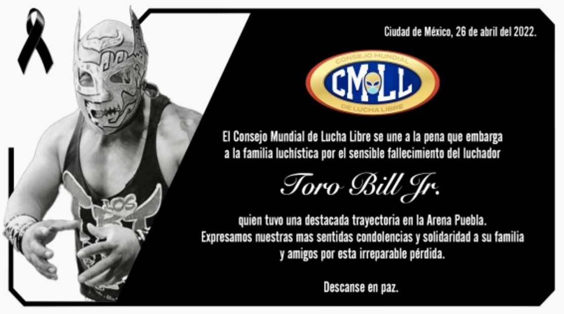 Muere el luchador Toro Bill Jr, tras dar función en Puebla