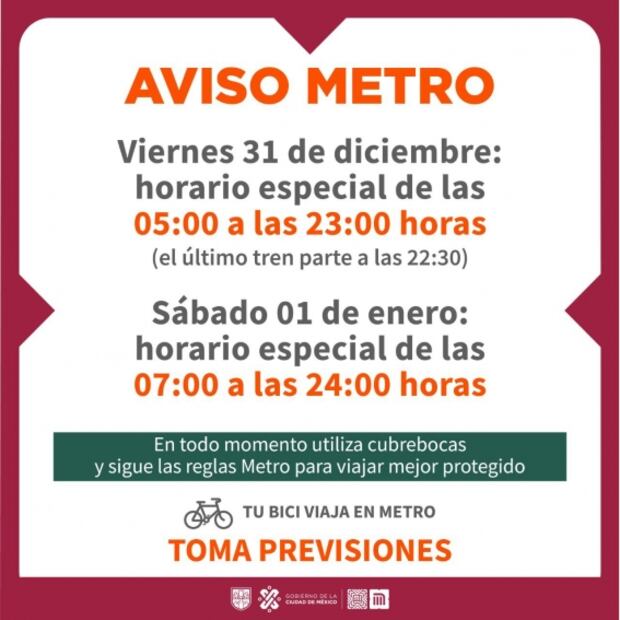 ¡Recuérdalo! Estos son los horarios del Metro CDMX para Año Nuevo