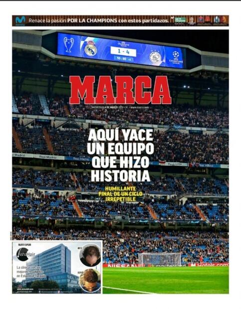 Prensa española destroza el fracaso del Real Madrid
