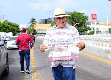 Hermano de AMLO promociona a Claudia Sheinbaum en calles de Tabasco