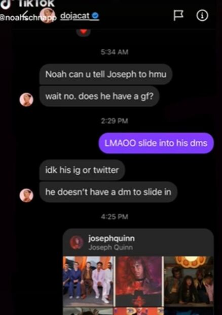 Doja le responde a Noah Schnapp por revelar quién es su amor platónico