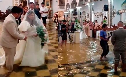 VIDEO: ¡Ni el tifón los detuvo! Pareja se casa en iglesia inundada en Filipinas