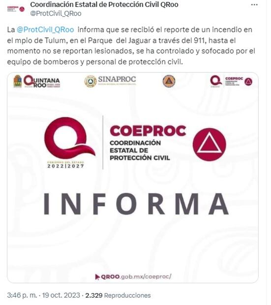 Foto: @ProtCivil_QRoo