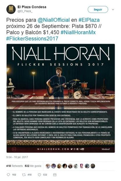 Niall Horan dará un concierto en la Ciudad de México