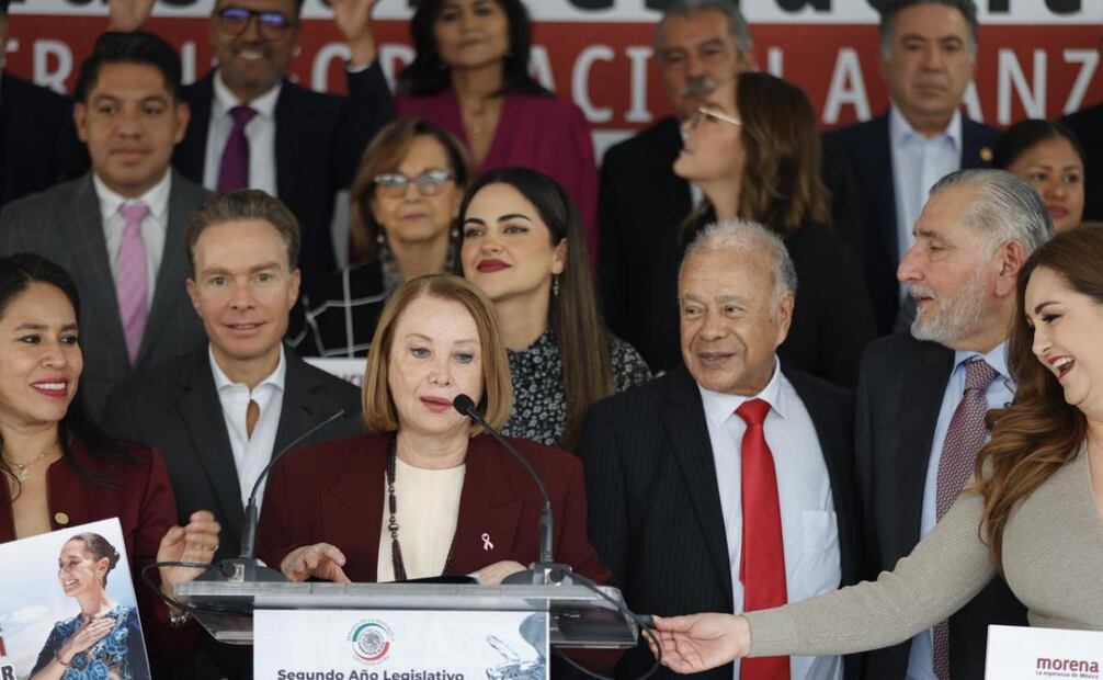 Grupos Parlamentarios de Morena, Partido Verde y PT en el Senado celebraron el Primer Año de Gobierno de la presidenta Claudia Sheinbaum Pardo este miércoles 1 de octubre de 2025. Foto: Diego Simón Sánchez/ EL UNIVERSAL