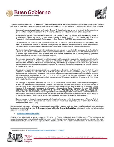 La Secretaría Anticorrupción asegura que sólo recibe denuncias ciudadanas y turna los casos penales al MP; admite que sus registros carecen de detalle sobre la naturaleza de las faltas denunciadas e indica que la información específica debería tenerla la FGR.