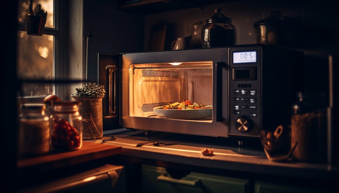 El horno de microondas suele guardar restos de grasa en su interior. Foto: Freepik