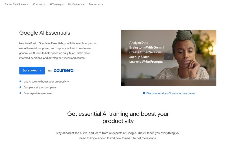 Cursos gratuitos de Google. Imagen: captura de pantalla