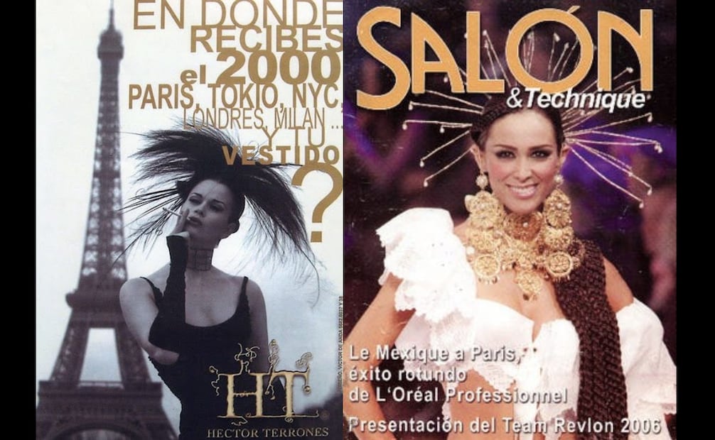Terrones pasó de hacer una furtiva sesión fotográfica en París para su campaña del año nuevo 2000 (der.) a presentar su colección inspirada en Frida Kahlo (izq.) en el Museo del Louvre en 2006. Archivo Héctor Terrones/Rodrigo Marín.
