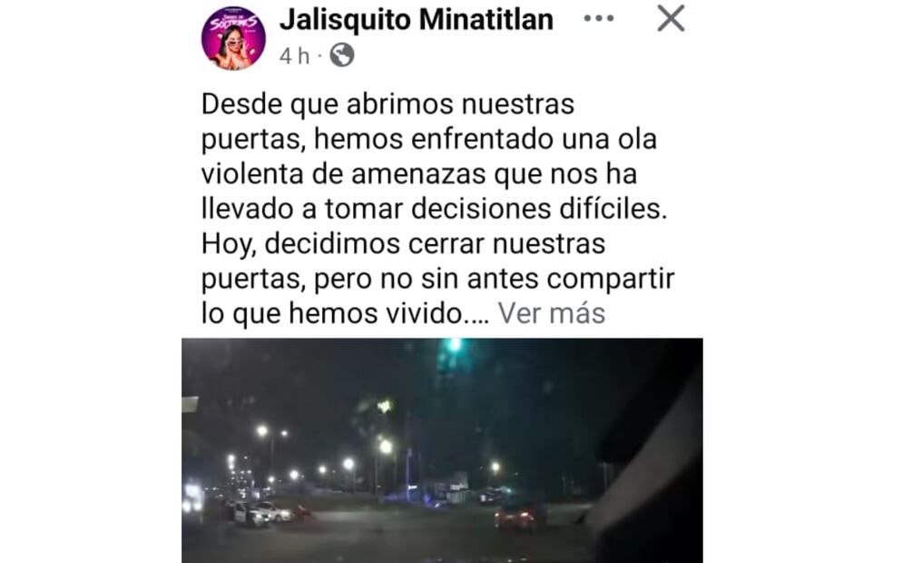 Publicación del dueño del bar "El Jalisquito"(22/03/2025). Foto: Especial