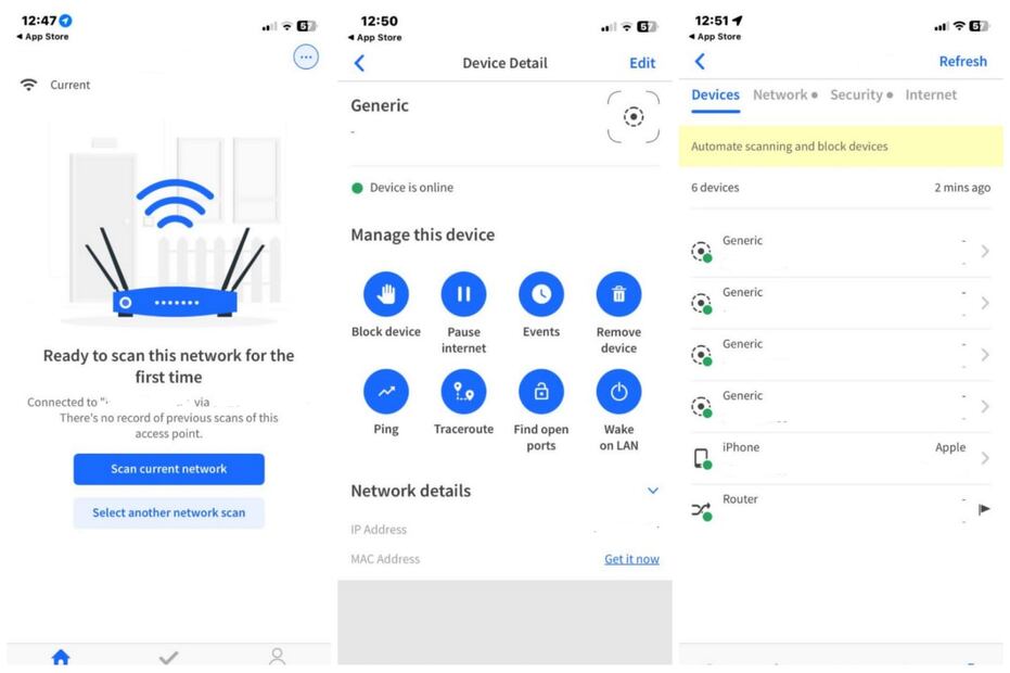 Revisa los dispositivos conectados a tu red WiFi con la app Fing. Foto: Captura de pantalla