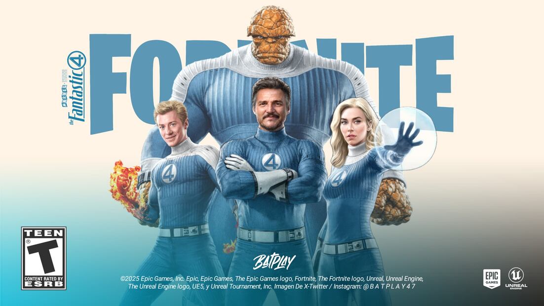 Fortnite lanzará colaboración con Marvel y sacará nuevos skins de 'Los 4 Fantásticos'.