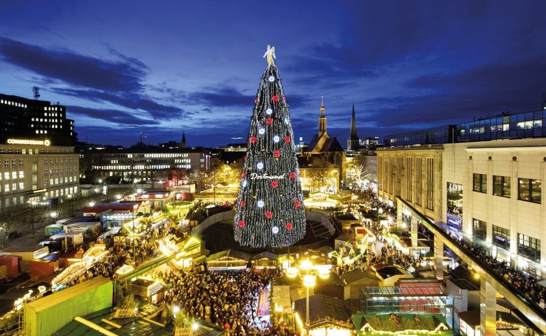 El árbol de Navidad más grande del mundo mide 46 metros de alto. Imagen: visit.dortmund.de