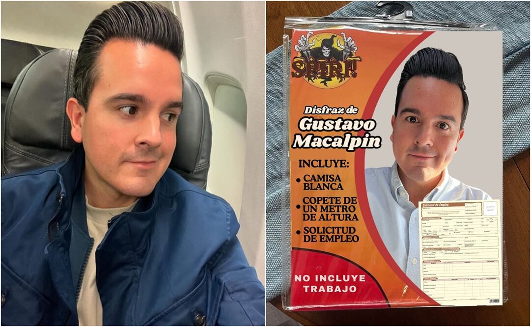 El disfraz incluye una camisa blanca, copete de un metro de altura y una solicitud de empleo. Foto: X