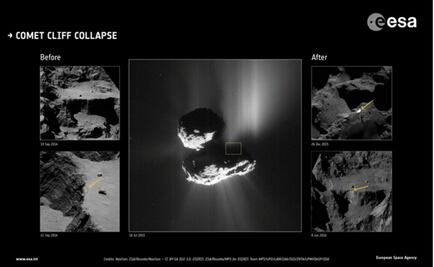 El derrumbe de un acantilado revela el interior de un cometa