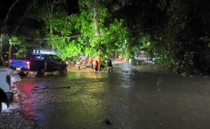 Crecimiento de arroyo por fuertes lluvias provoca derrumbe de puente vial en Chiapas
