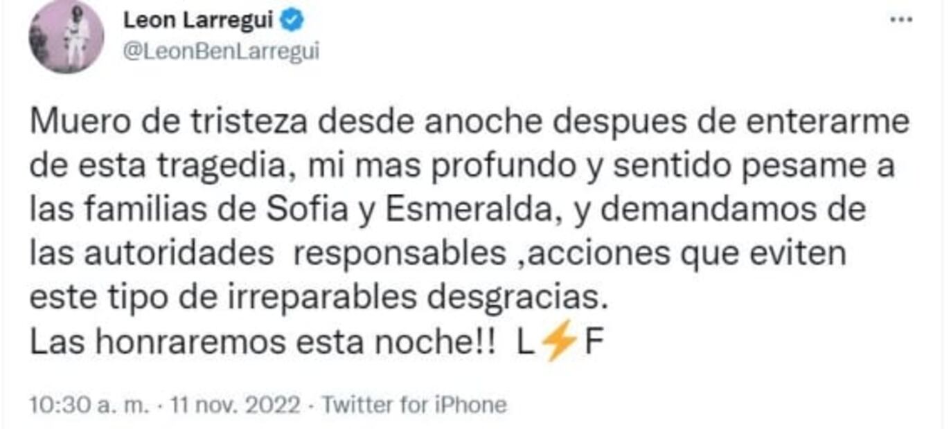 León Larregui lamenta muerte de jóvenes tras caer en coladera: "Muero de tristeza" 