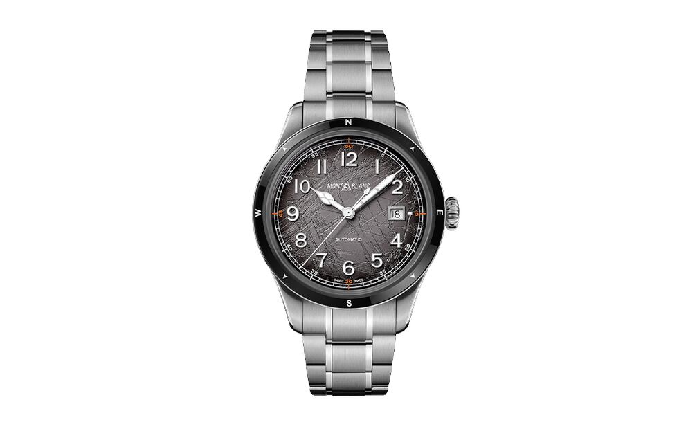 Calibre MB 24.17 automático, marcha 38 horas. Horas, minutos, segundos y fecha. Caja de acero 41 mm (sin oxígeno), 100 m. Brazalete de acero intercambiable.