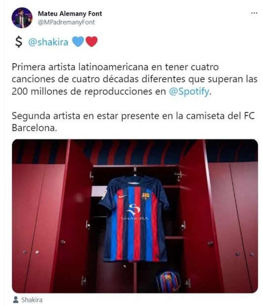 ¿Cómo luciría la playera del Barcelona con el logo de Shakira?
