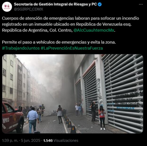 SGIRPC atendieron el incendio (05/06/2025). Foto: Especial