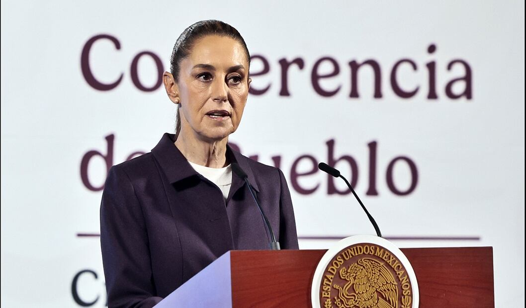 Claudia Sheinbaum en la mañanera del 27 de marzo de 2025. Foto: EFE