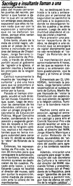 Cuando la Virgen de Guadalupe de Rolando de la Rosa fue censurada en el MAM