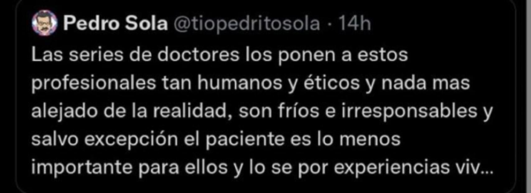 Se lanzan contra Pedrito Sola por criticar a los doctores; "son fríos e irresponsables", dice 
