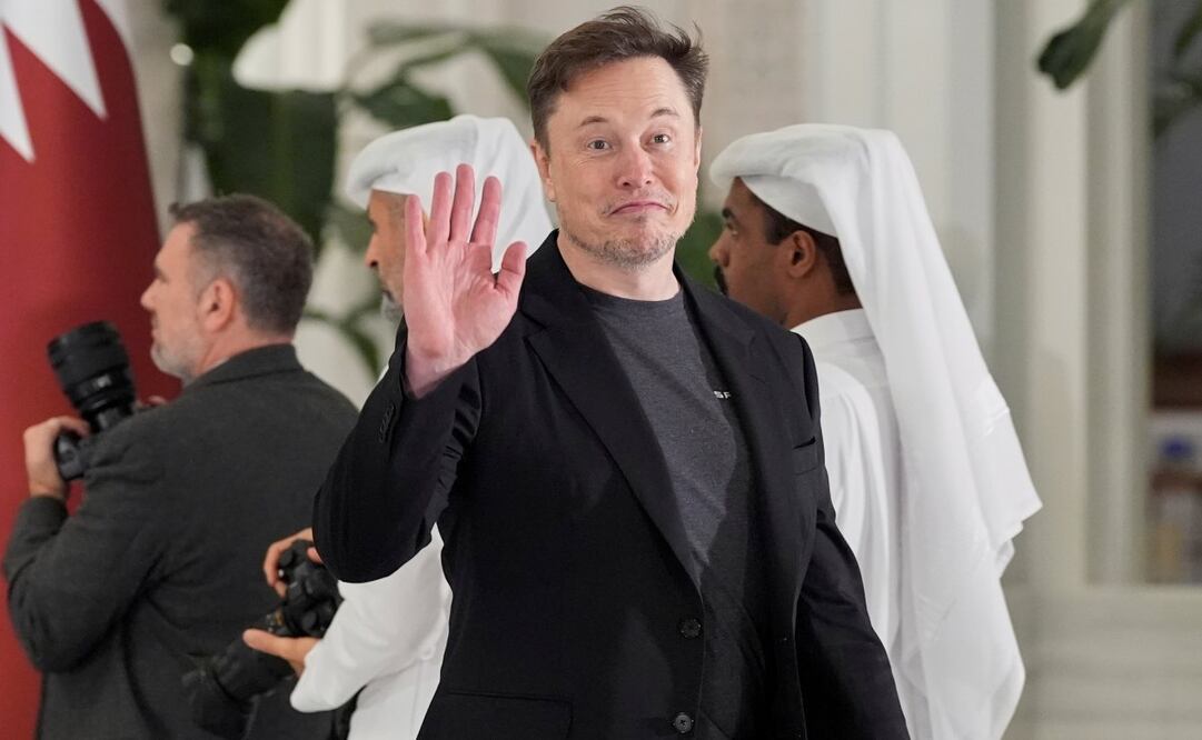 Elon Musk durante un evento en honor al presidente estadounidense Donald Trump en el Palacio de Lusail, en Doha, Qatar, el miércoles 14 de mayo de 2025. Foto: AP