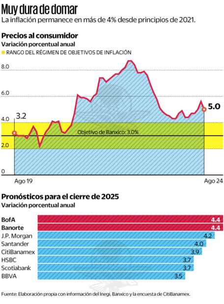 Muy dura de domar. Elaboración propia con información de Inegi, Banxico y Citibanamex
