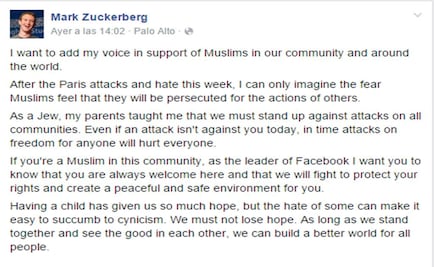 Facebook boss promises to support Muslims on social network